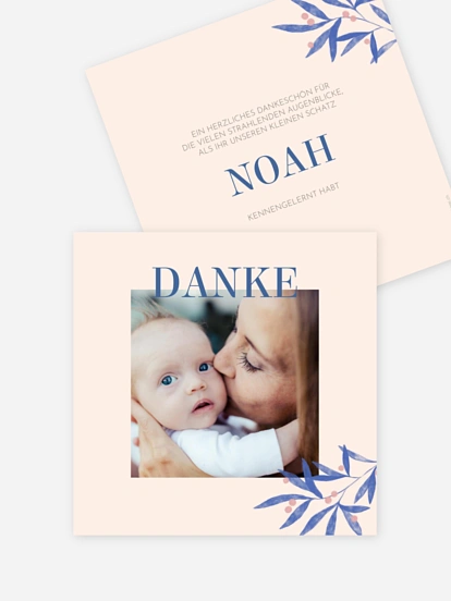 Dankeskarte Geburt Zarter Lorbeerzweig