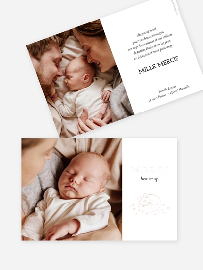 Carte remerciement naissance Doux renard