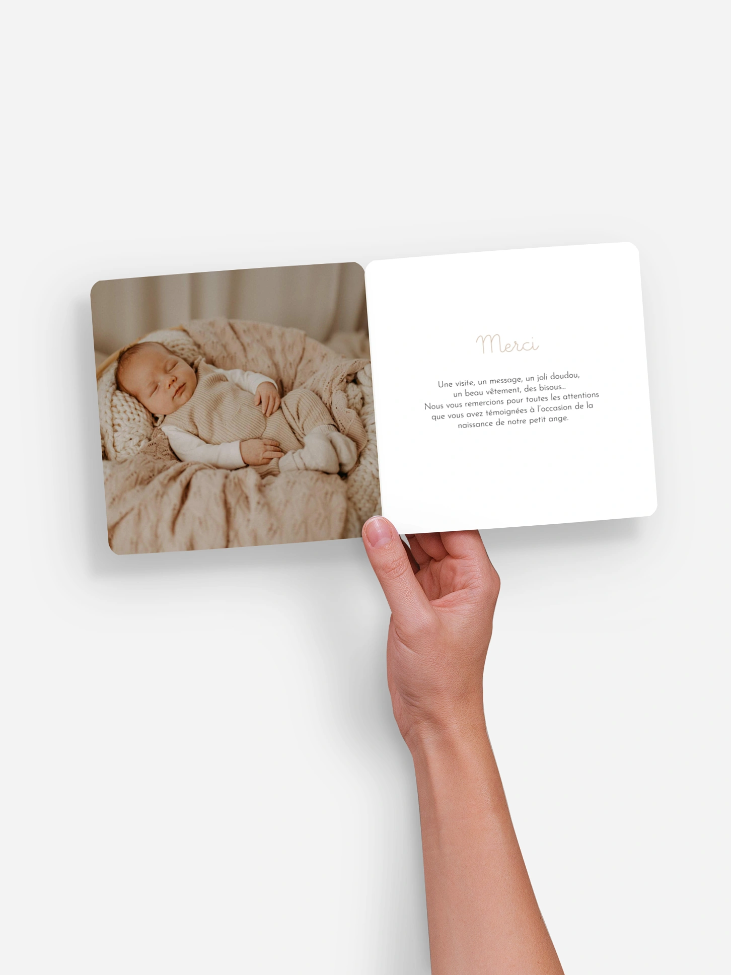 Carte remerciement naissance Cœur pastel