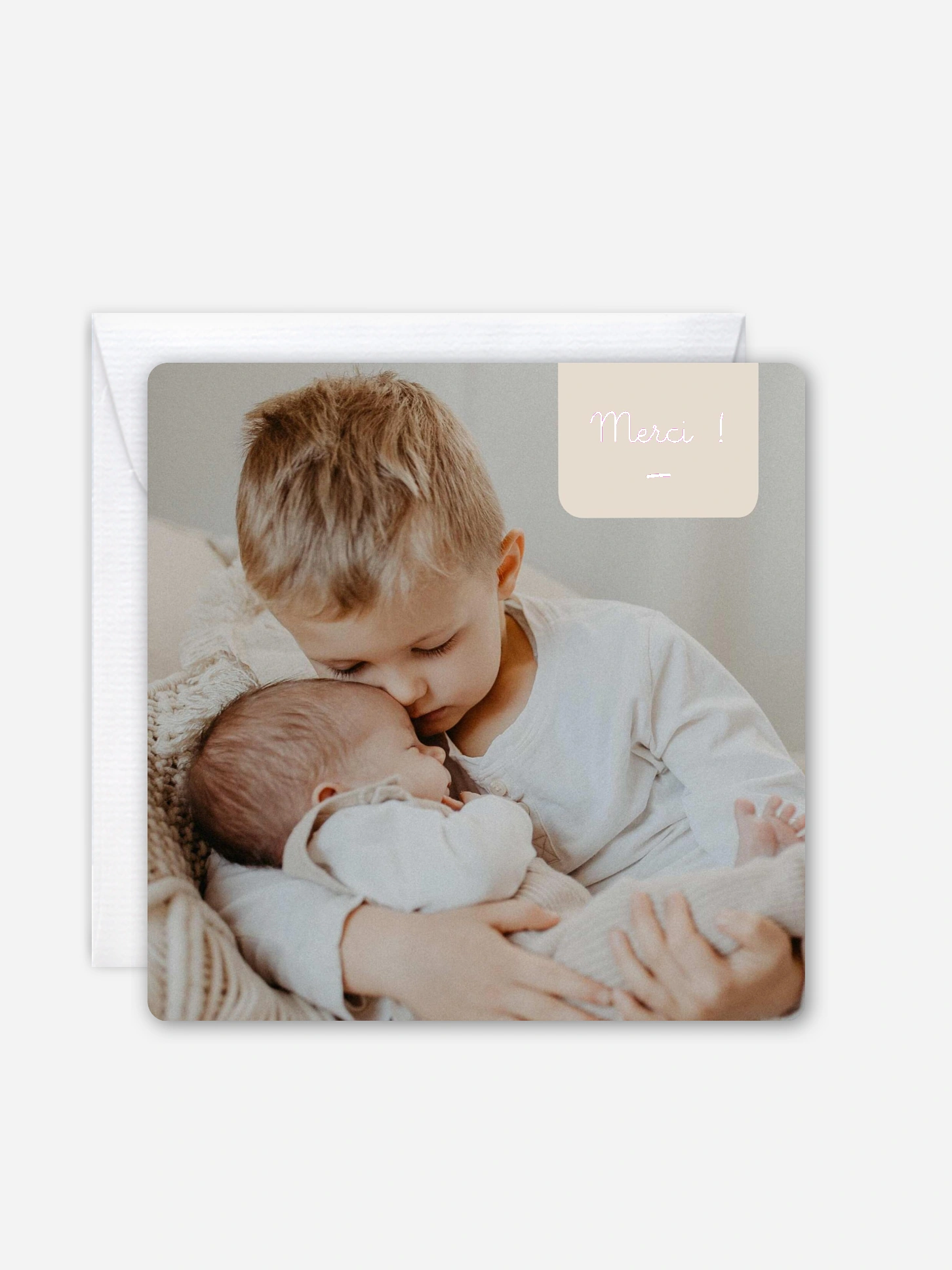 Carte remerciement naissance Cœur pastel