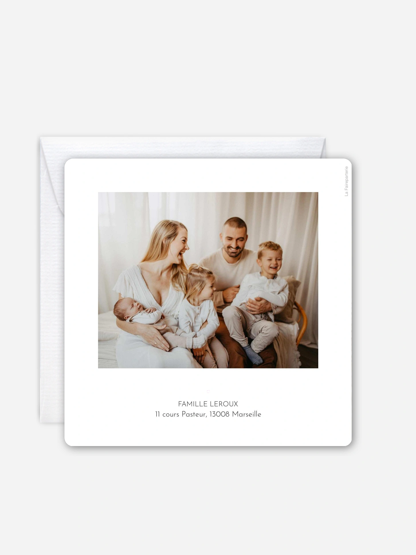 Carte remerciement naissance Cœur pastel