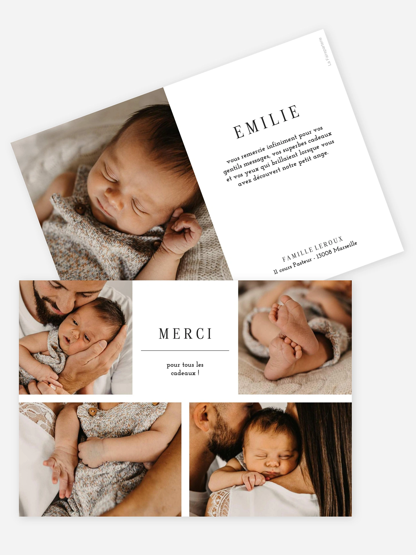 Carte remerciement naissance Petits bonheurs