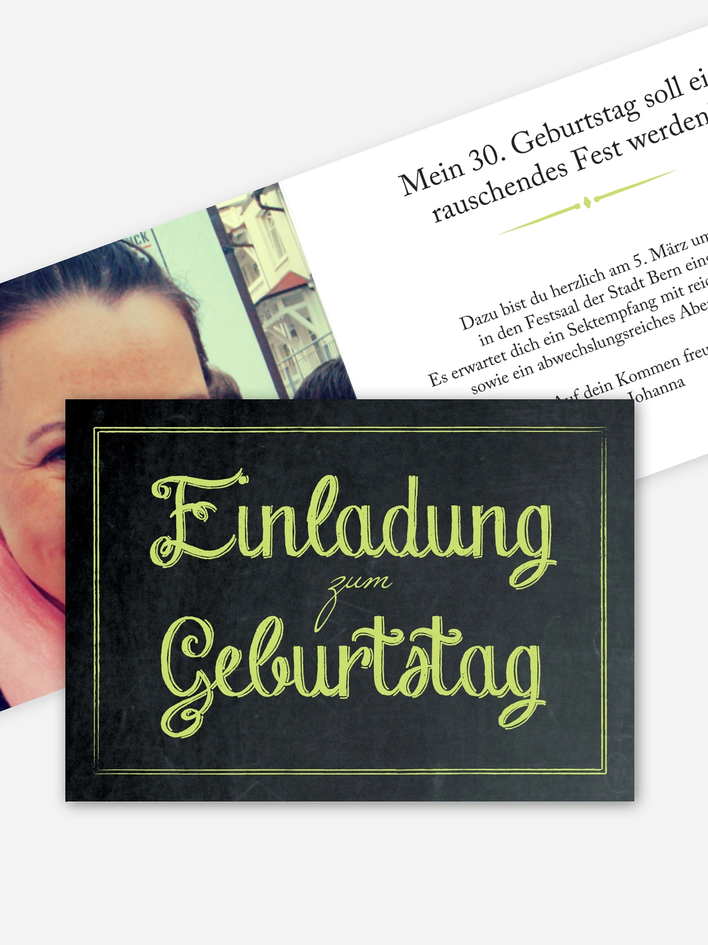 Einladung 30. Geburtstag Tafel