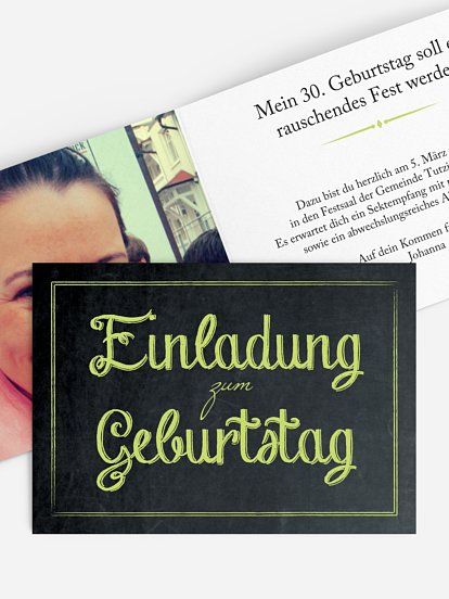 Einladung 30. Geburtstag Tafel