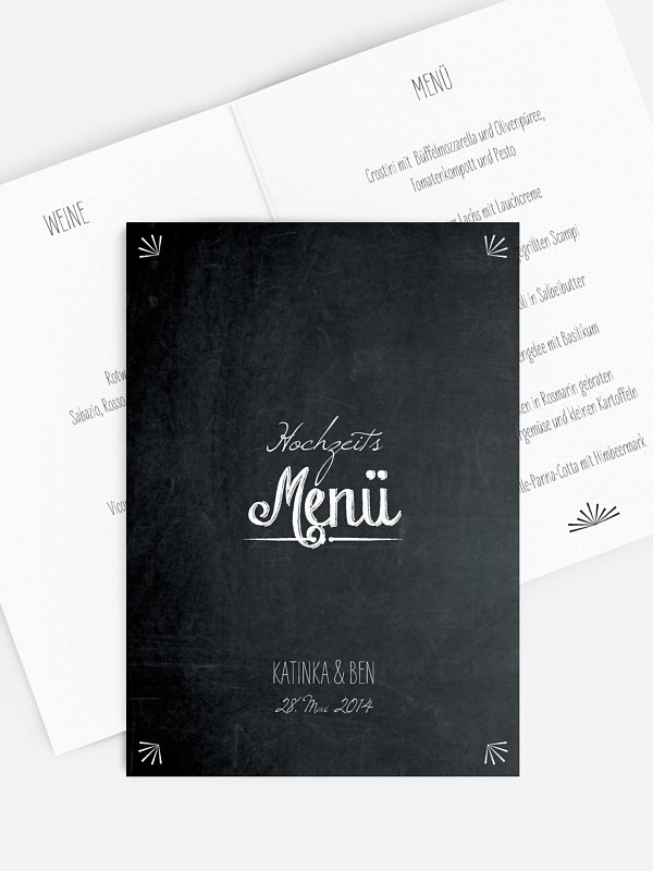 Menükarte Hochzeit Tafel
