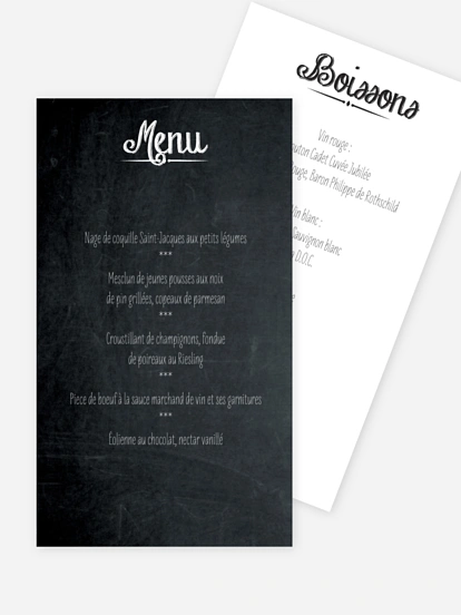 Menu mariage Ardoise