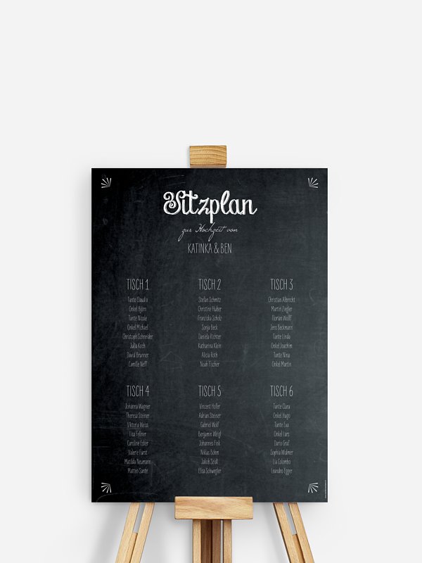 Sitzplan Plakat Tafel