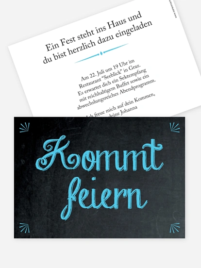 Partyeinladung Tafel