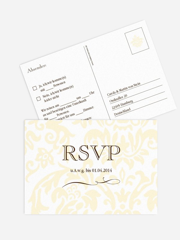 Antwortkarte Hochzeit Prachtvoll