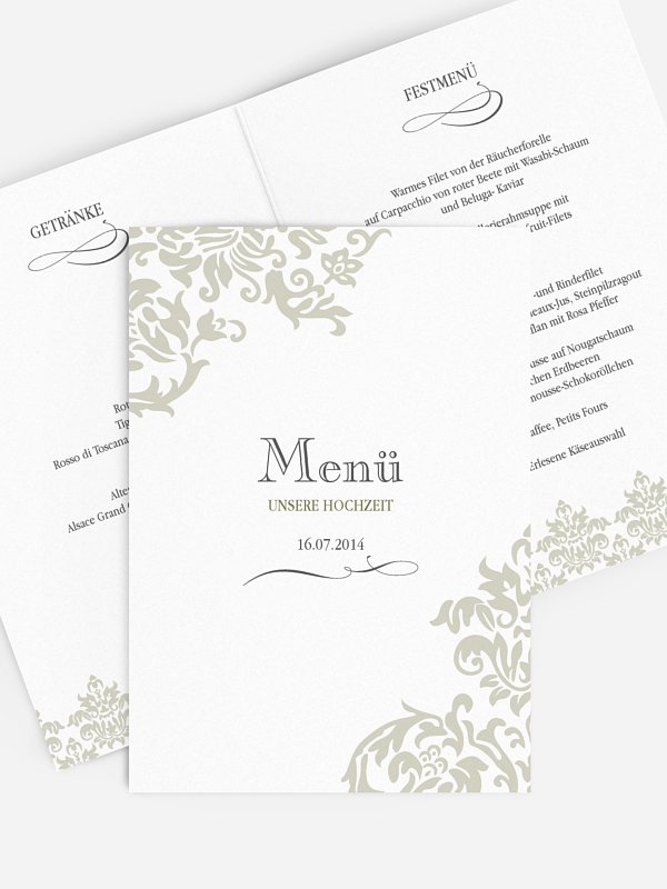 Menükarte Hochzeit Prachtvoll