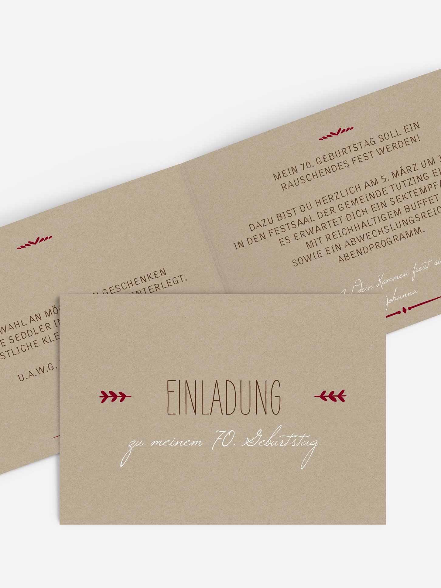 Einladung 70. Geburtstag Rustic Love