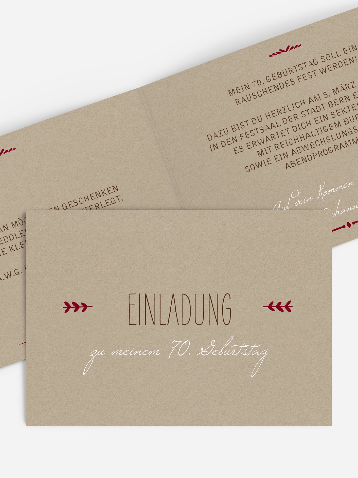 Einladung 70. Geburtstag Rustic Love