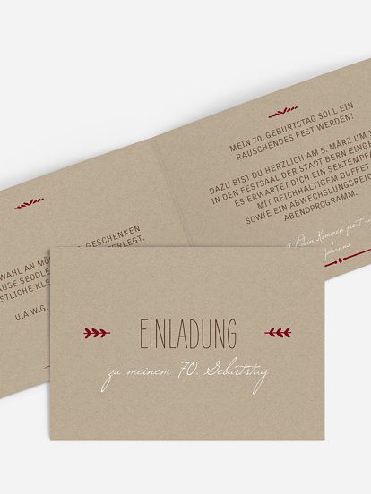 Einladung 70. Geburtstag Rustic Love