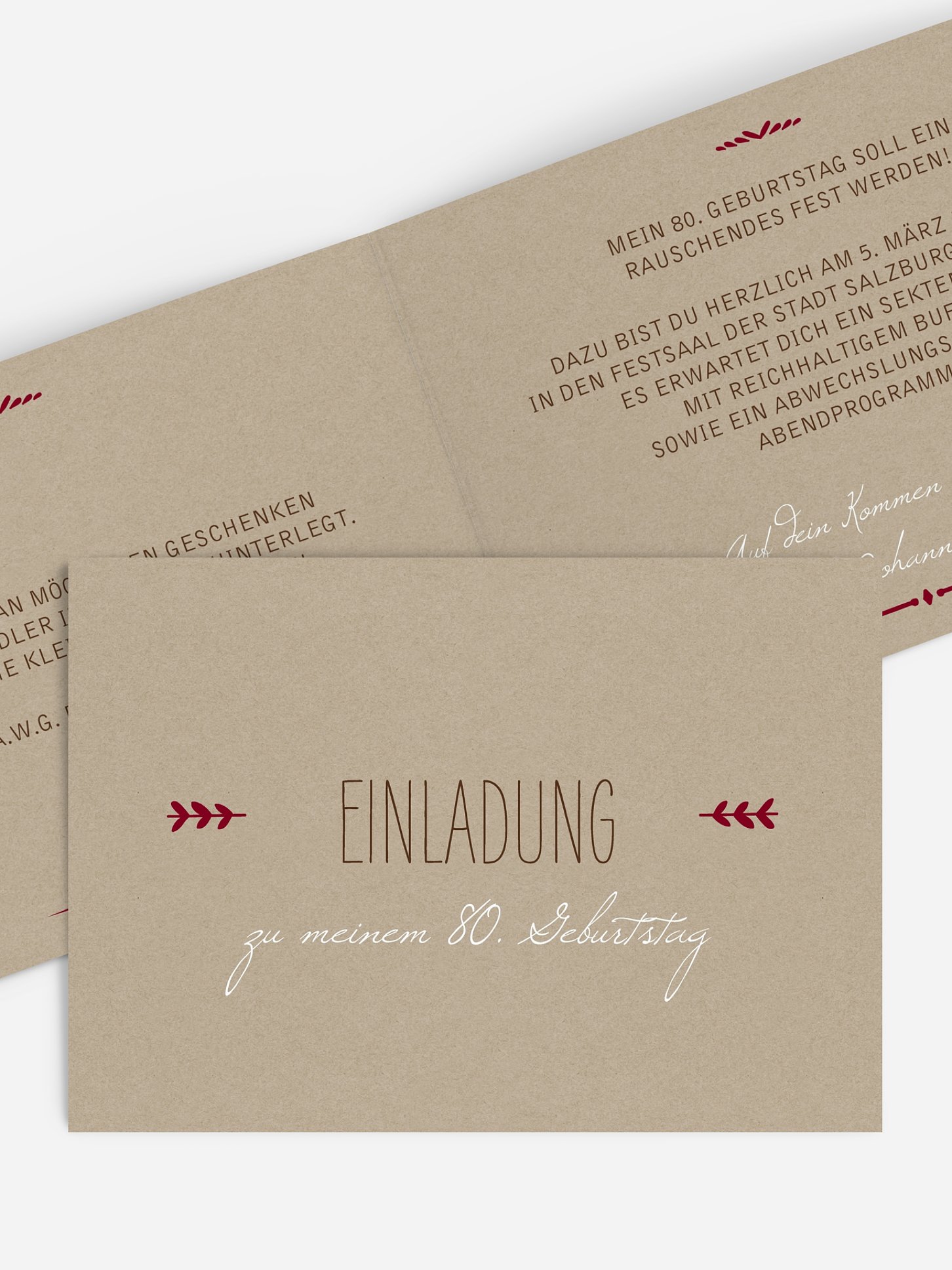 Einladung 80. Geburtstag Rustic Love