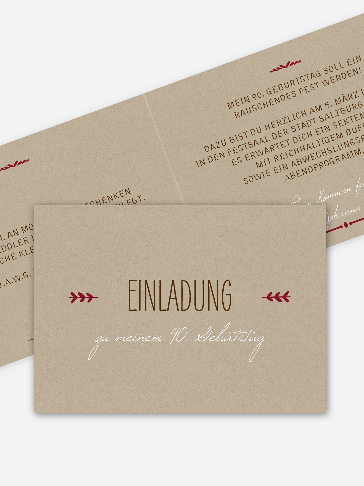 Einladung 90. Geburtstag Rustic Love
