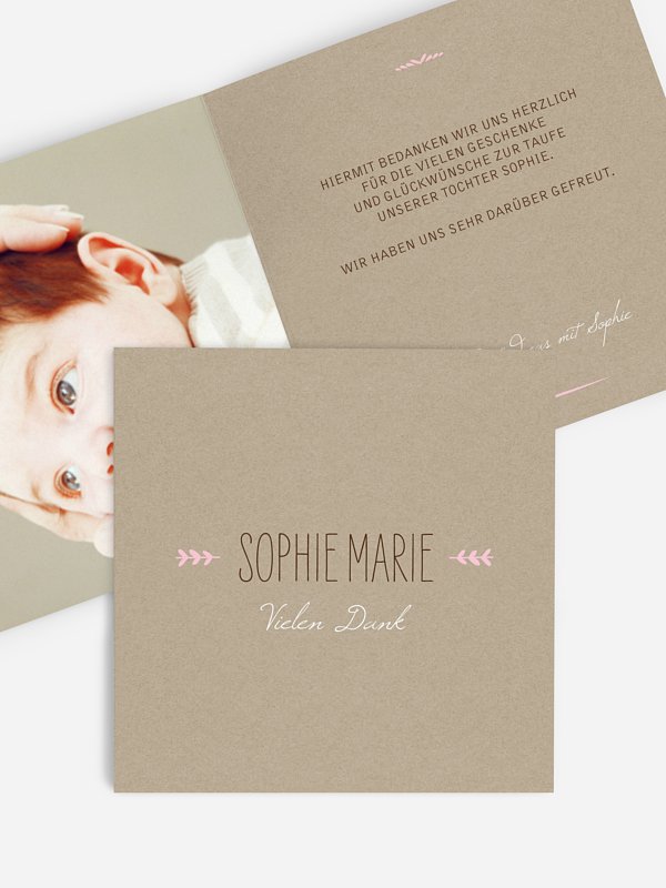 Dankeskarte Taufe Rustic Love