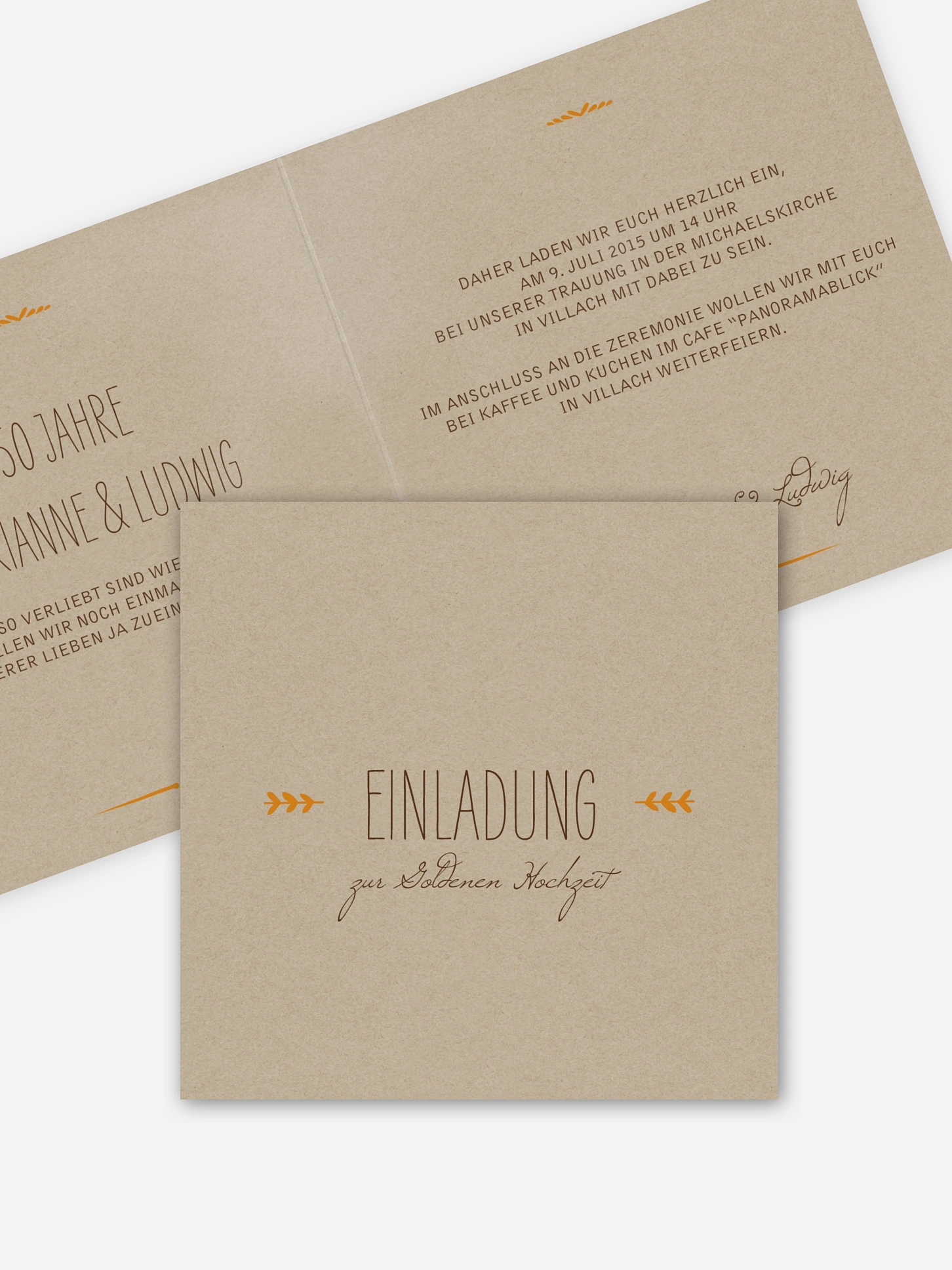 Einladung zur Goldenen Hochzeit Rustic Love