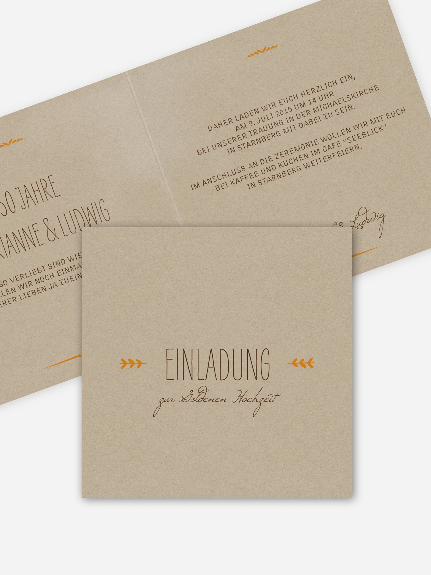 Einladung zur Goldenen Hochzeit Rustic Love