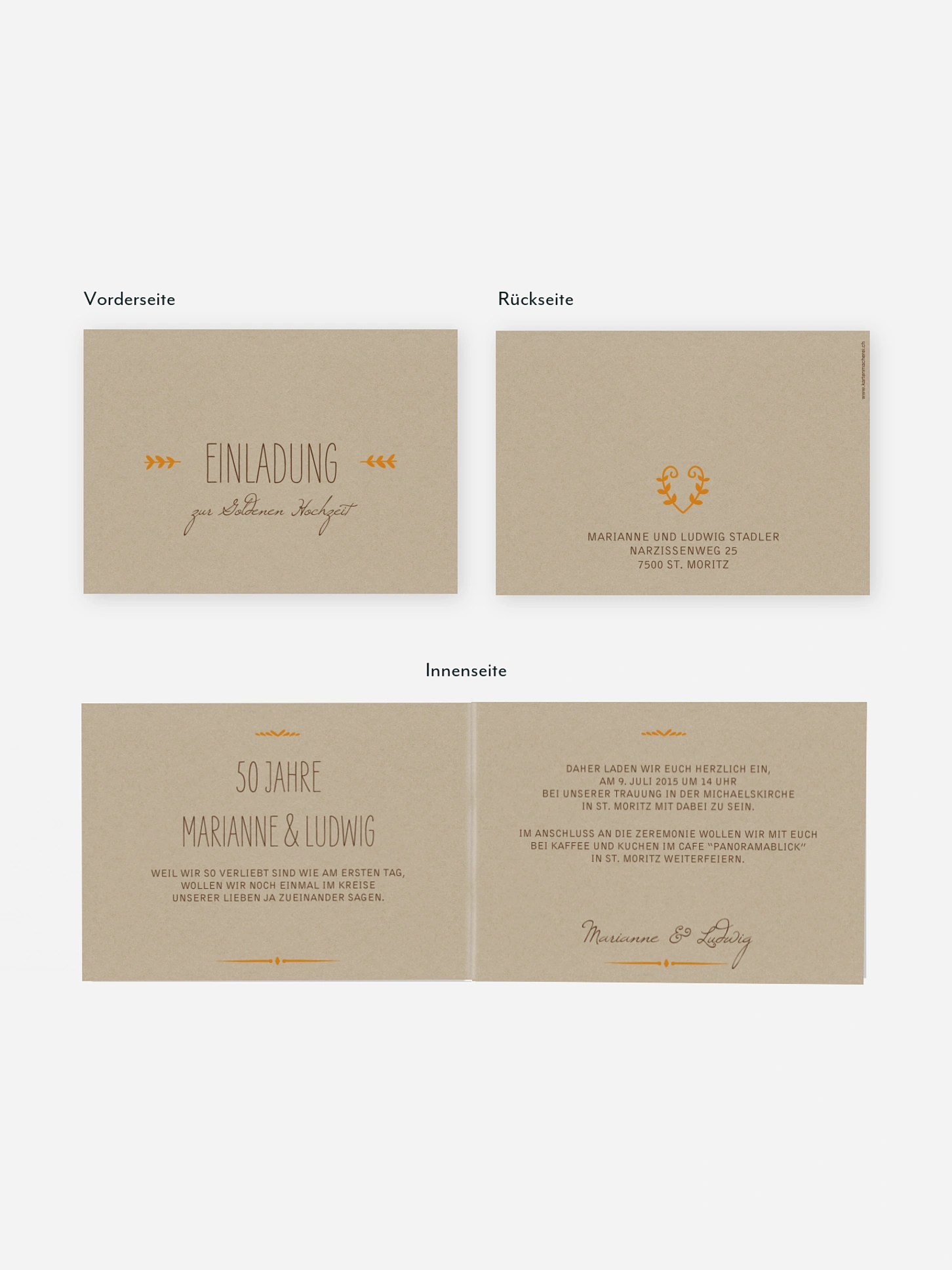 Einladung zur Goldenen Hochzeit Rustic Love