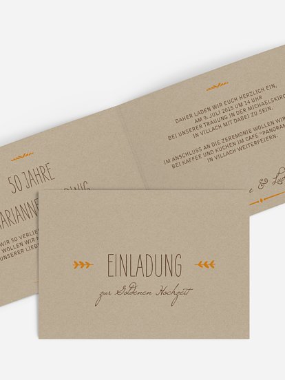 Einladung zur Goldenen Hochzeit Rustic Love