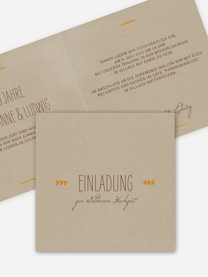 Einladung zur Goldenen Hochzeit Rustic Love