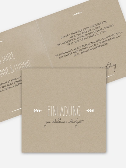 Einladung zur Goldenen Hochzeit Rustic Love