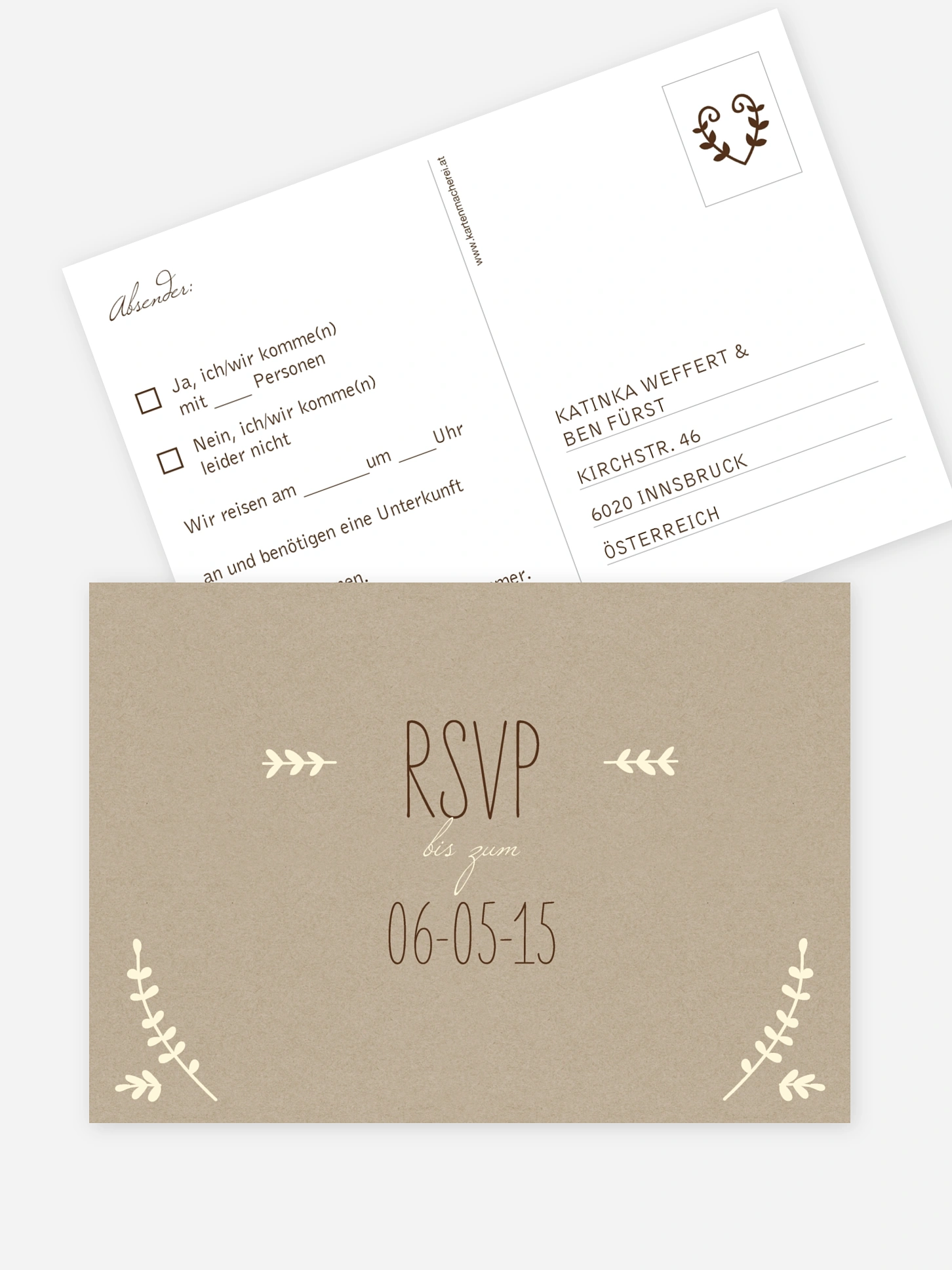 Antwortkarte Hochzeit Rustic Love