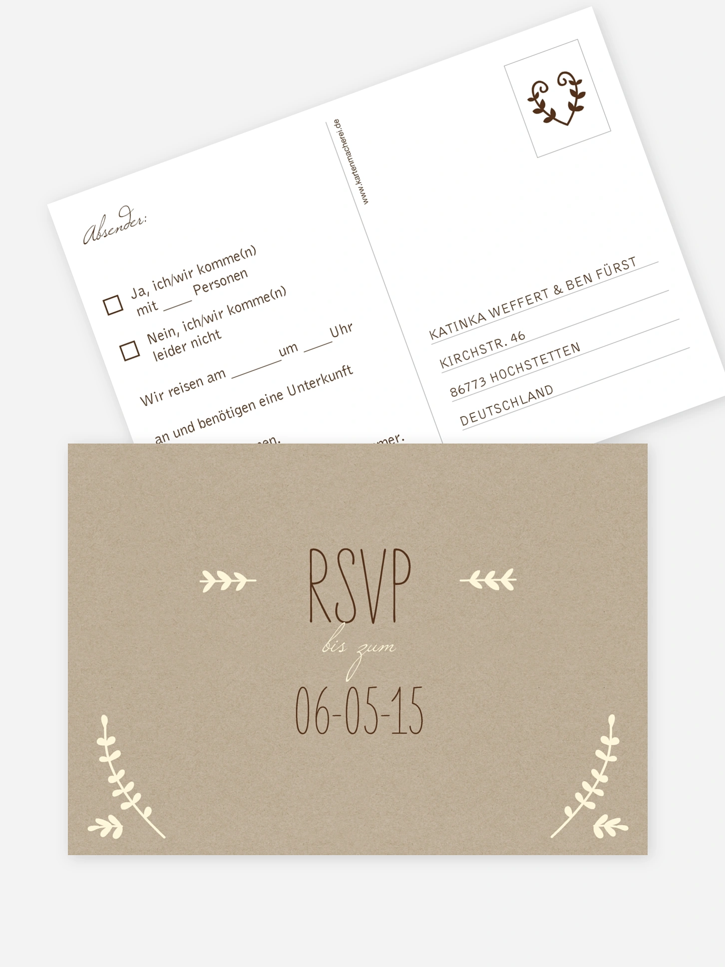 Antwortkarte Hochzeit Rustic Love