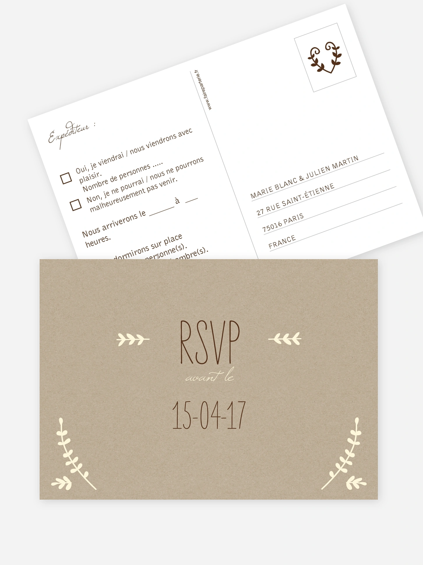 Carton réponse Rustic Love