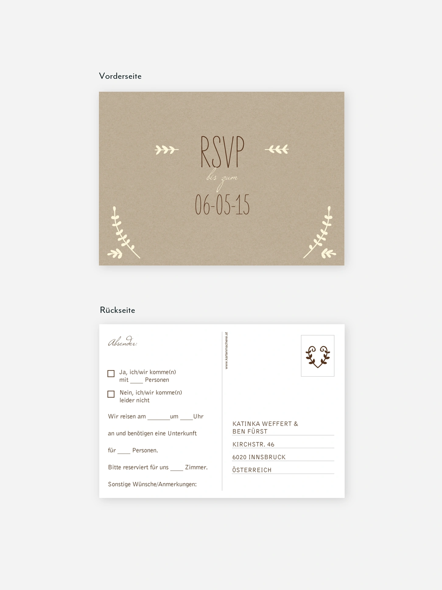 Antwortkarte Hochzeit Rustic Love