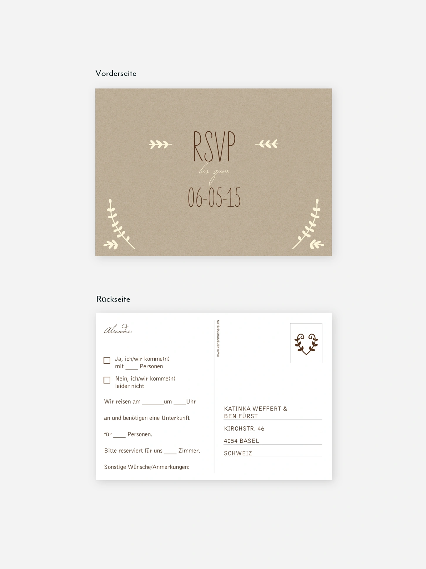 Antwortkarte Hochzeit Rustic Love