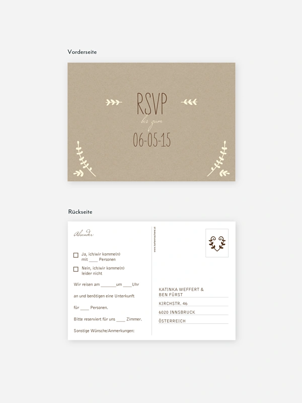 Antwortkarte Hochzeit Rustic Love