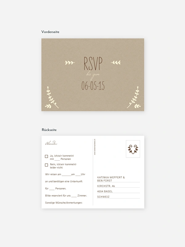 Antwortkarte Hochzeit Rustic Love