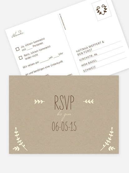 Antwortkarte Hochzeit Rustic Love