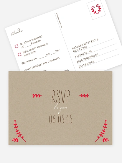 Antwortkarte Hochzeit Rustic Love