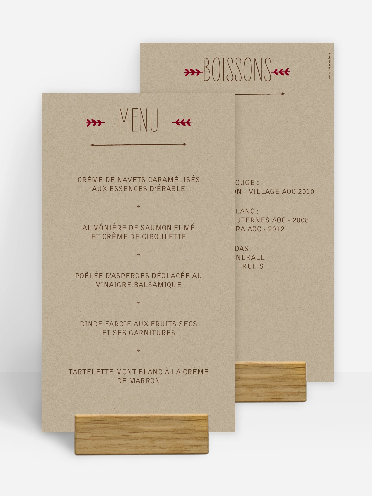 Menu mariage Rustic Love