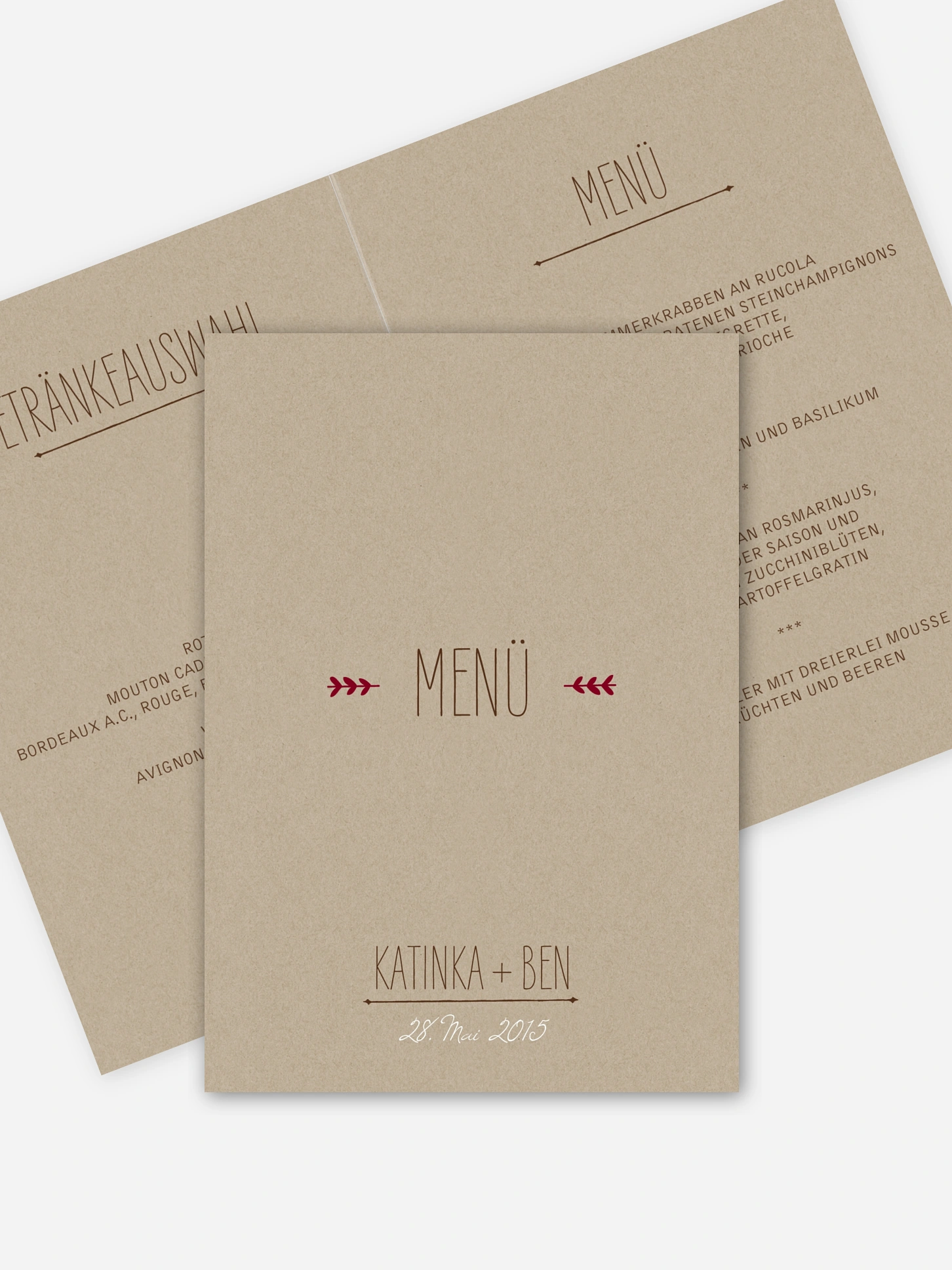 Menükarte Hochzeit Rustic Love