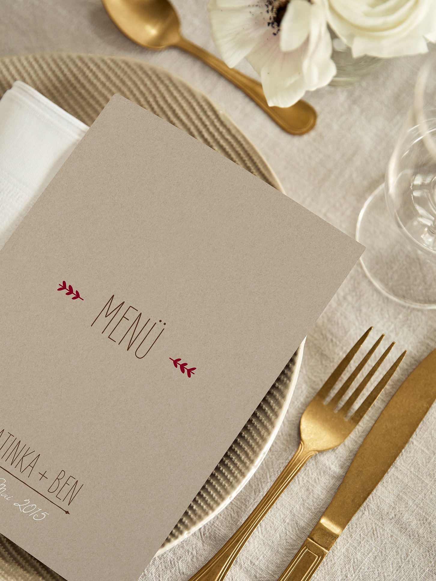 Menükarte Hochzeit Rustic Love