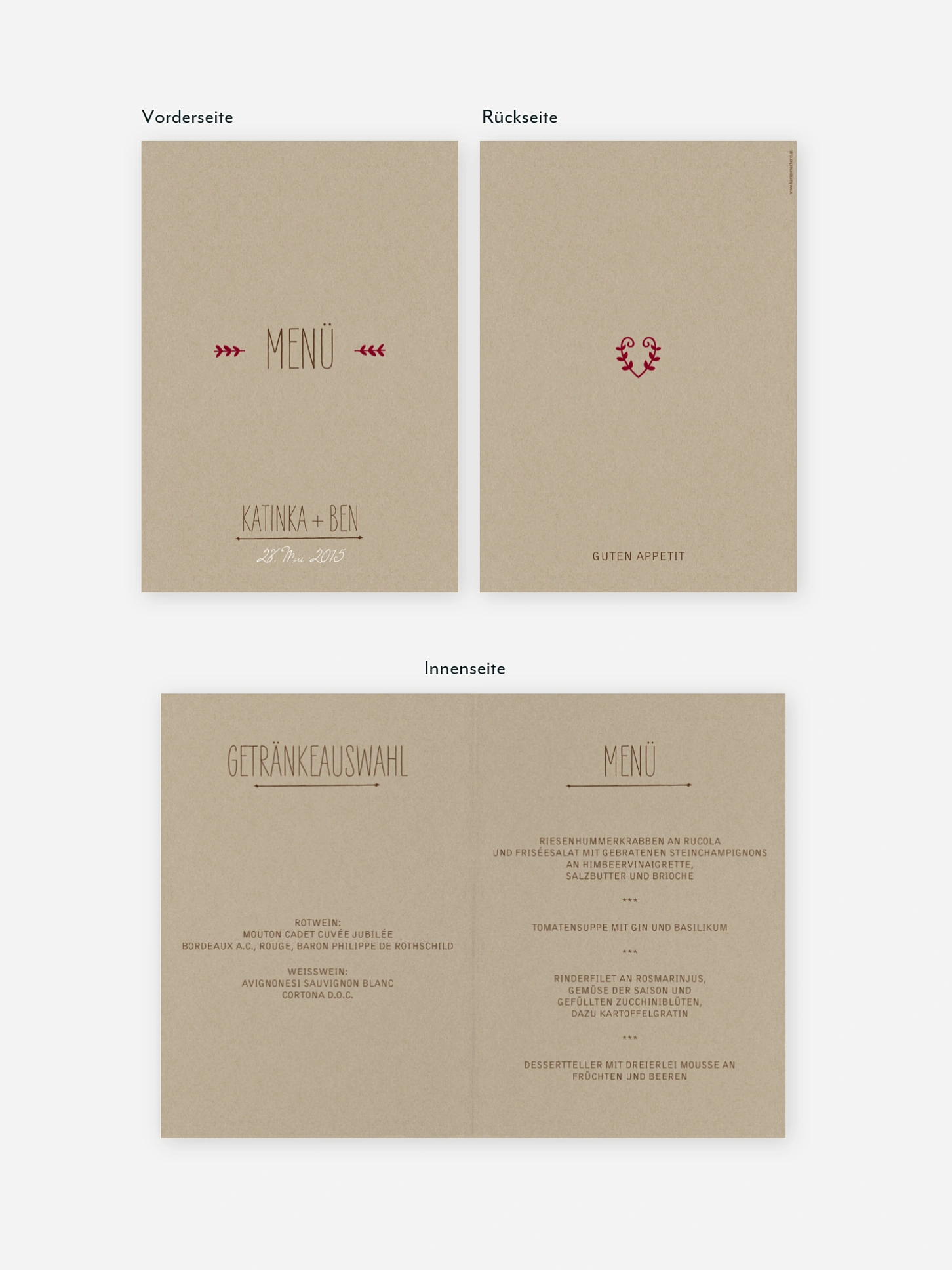 Menükarte Hochzeit Rustic Love