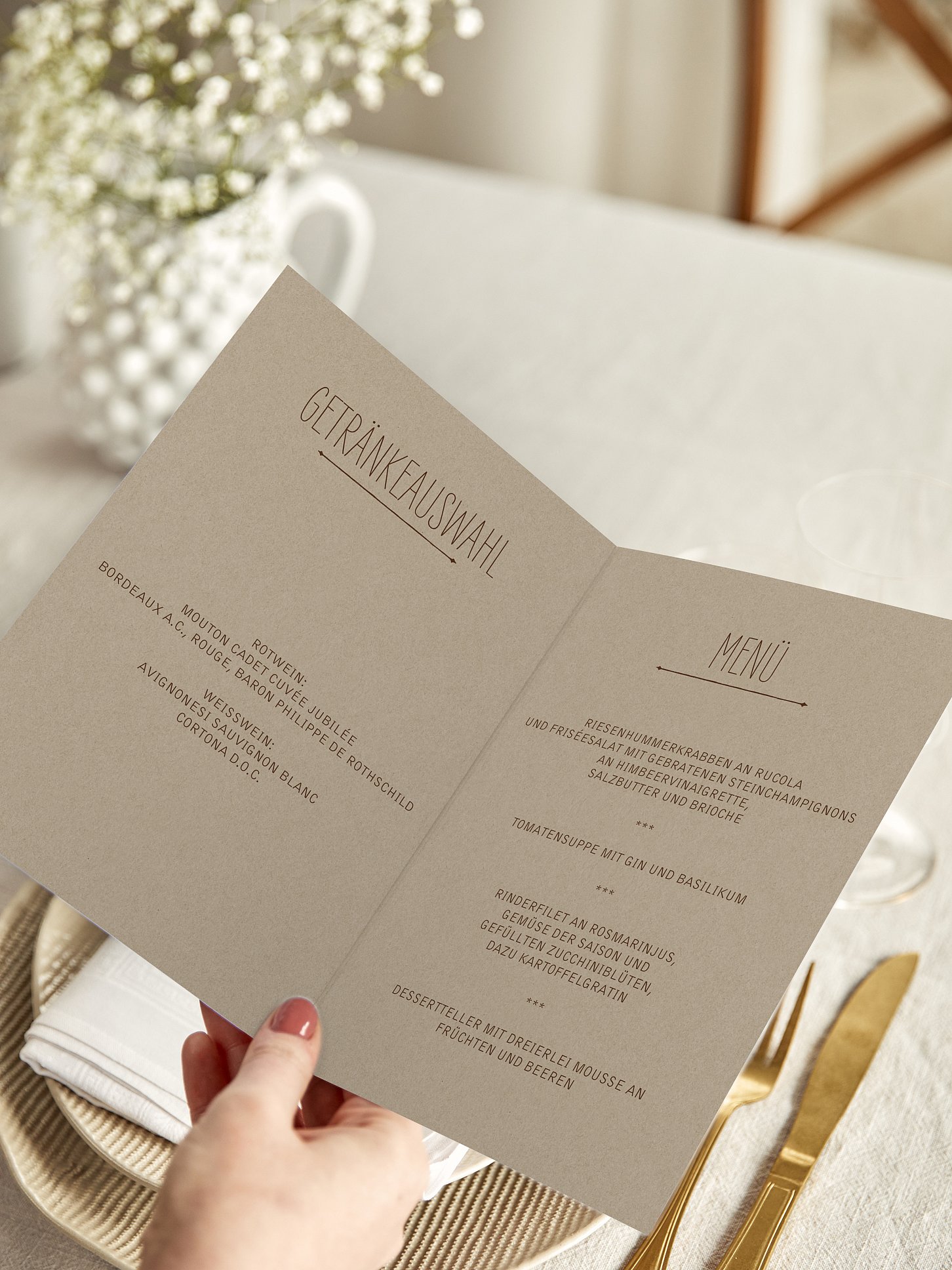 Menükarte Hochzeit Rustic Love