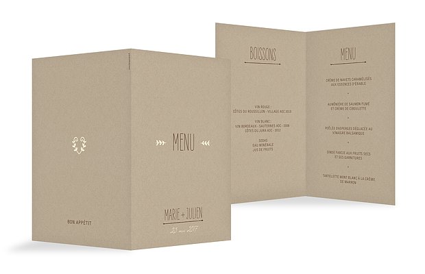 Menu mariage Rustic Love