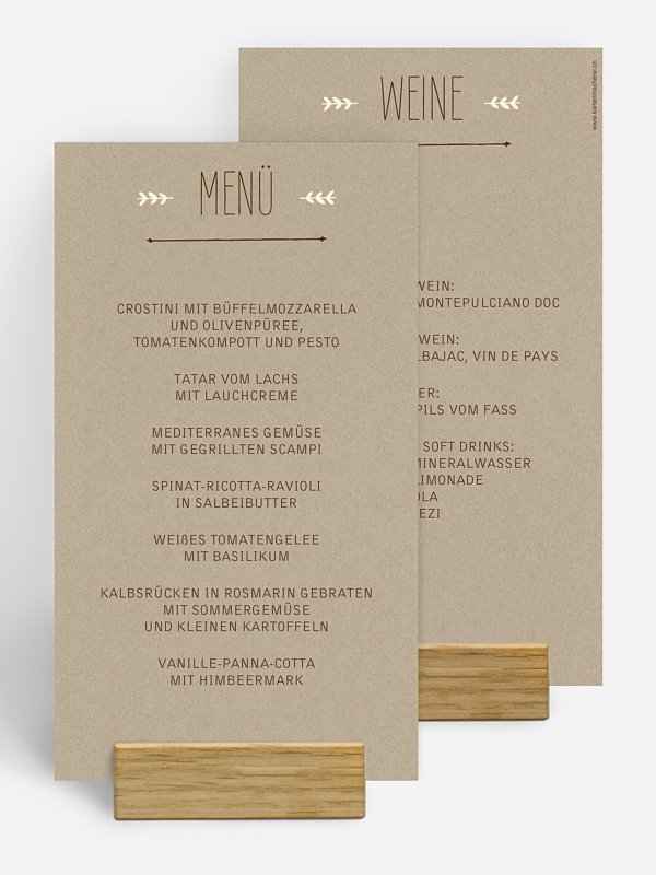 Menükarte Hochzeit Rustic Love