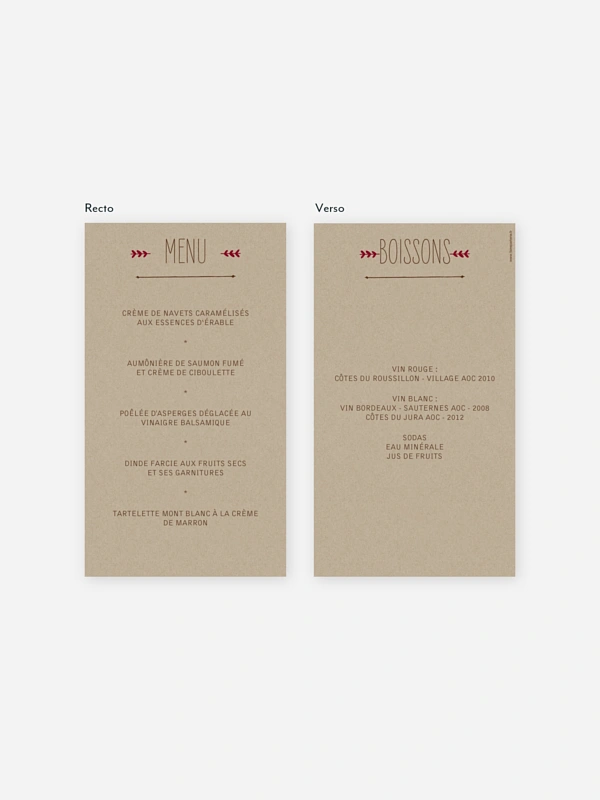 Menu mariage Rustic Love