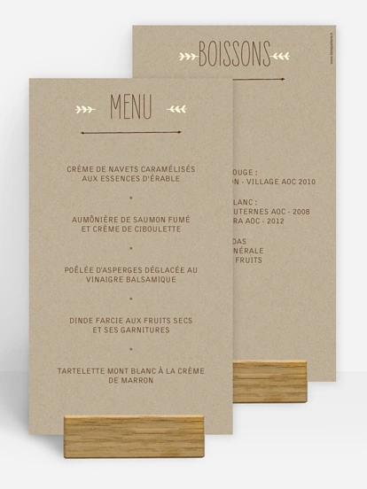 Menu mariage Rustic Love