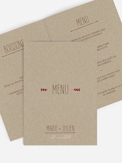 Menu mariage Rustic Love