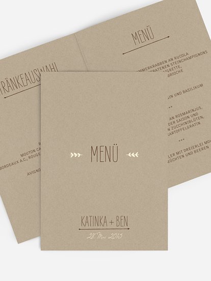 Menükarte Hochzeit Rustic Love