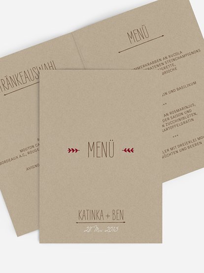 Menükarte Hochzeit Rustic Love