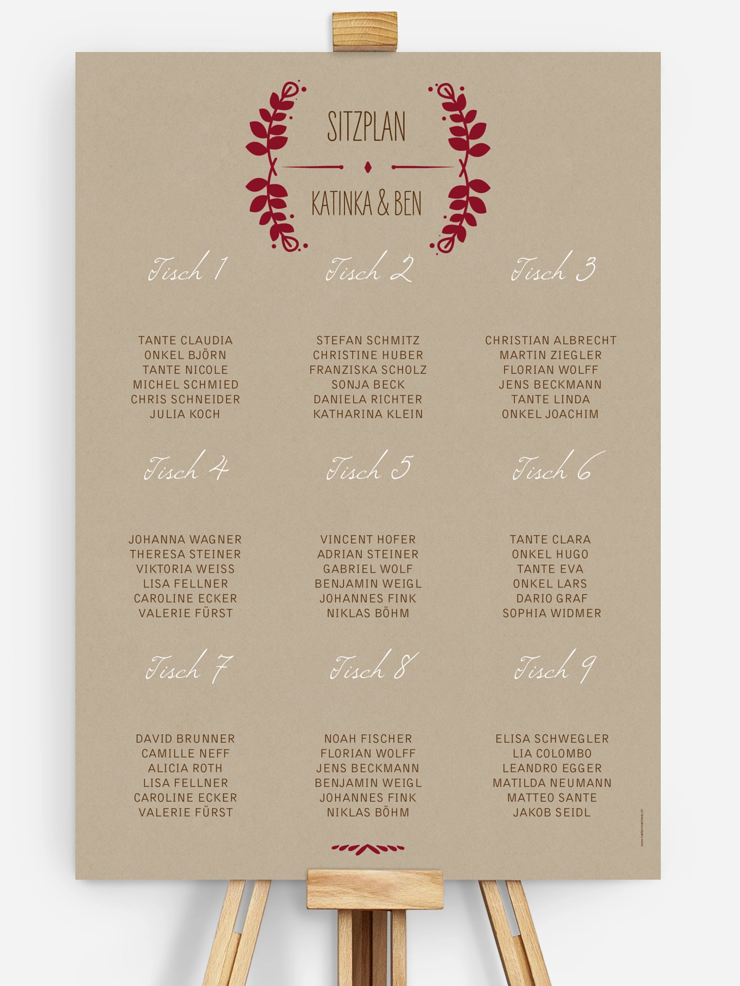 Sitzplan Plakat Rustic Love