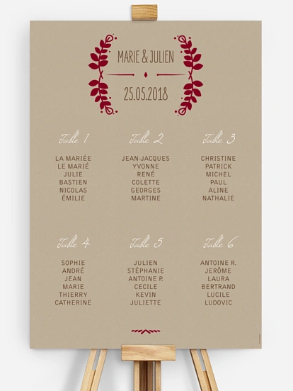 Poster plan de table mariage Rustic Love