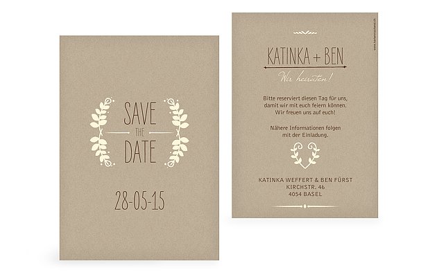 Save-the-Date Karten zur Hochzeit – Versand in 1-2 Tagen